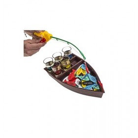 Invero Ensemble de pêche pour adultes comprenant 4 verres à tir, mini bateau et tous les accessoires – Accessoire amusant pou