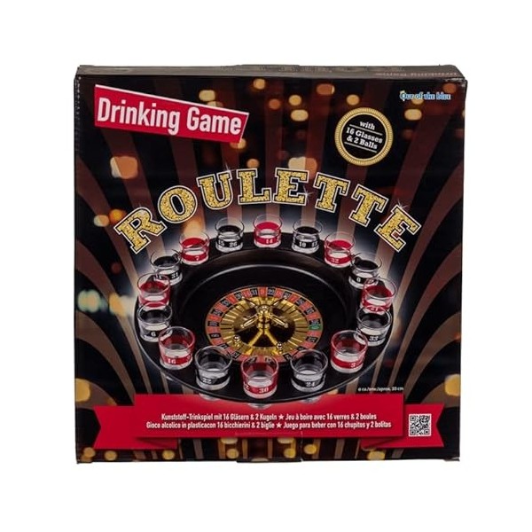 Jeu à boire - Roulette - En plastique - Avec 16 verres avec chiffres et 2 boules
