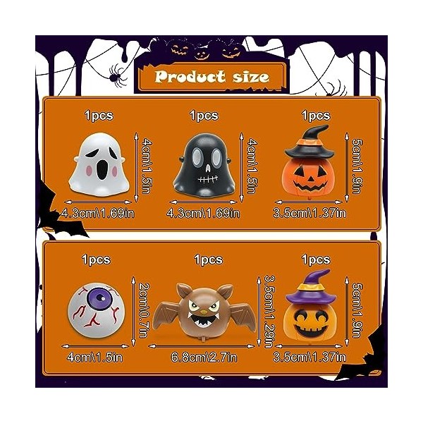 GAROMIA Halloween Enfant Pull Back Voitures, 6 Chauve Souris Fantôme Squelette Halloween Jouet Voitures Halloween Clockwork J