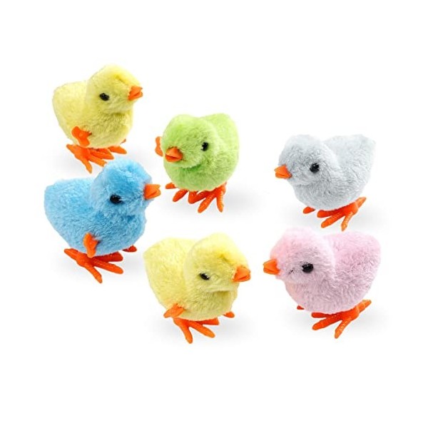 XiXiRan 6 Pcs Pâques Sautant Poulet en Peluche Poussins pour Enfants, Jouets à Remonter Sauter Mécaniques Poussins, Poussin d