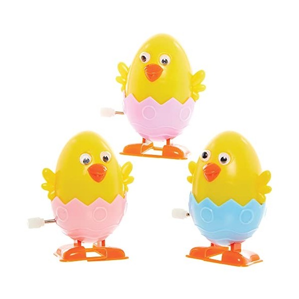 Baker Ross FX469 Jouet à remonter poussin de Pâques – Lot de 3, Jouets de course de Pâques pour remplir les sacs de fête des 