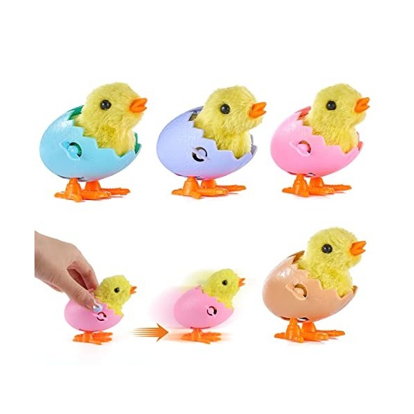 Taozoey Jouets de Pâques, Jouets à Remonter de Poussin Pâques, Remonter Paques Lapin en Peluche, Poussin Sauteur à Remonter J