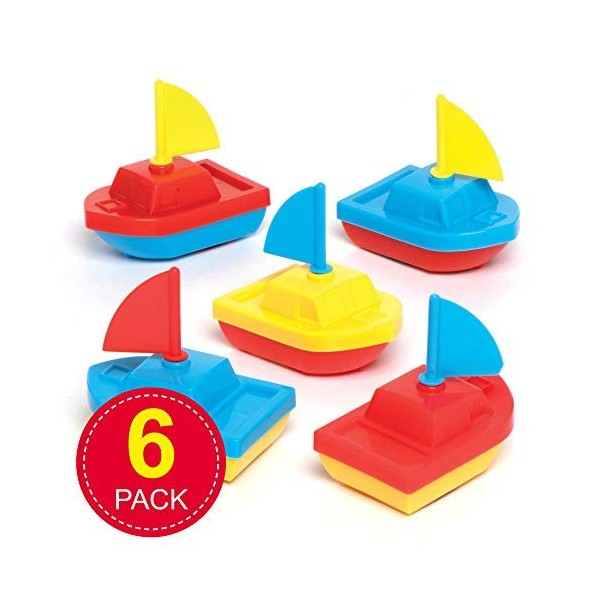 Baker Ross Mini Bateaux de Course à remonter Paquet de 6  - Mini Jouets pour Enfants