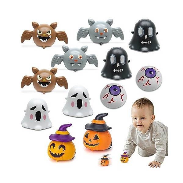 SPERMUOY Halloween Enfant Pull Back Voitures,12 Pièces Halloween Pull Back Voiture,Chauve-Souris Fantôme Squelette Halloween 