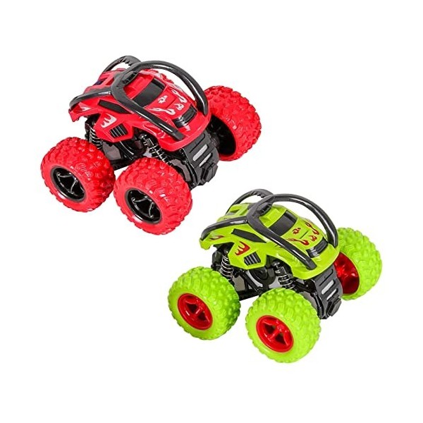 GUIGUZHJ Monstertruck Lot de 2 voitures jouets monstres à remonter pour enfants, jouets à friction, rotation à 360 °, inertie