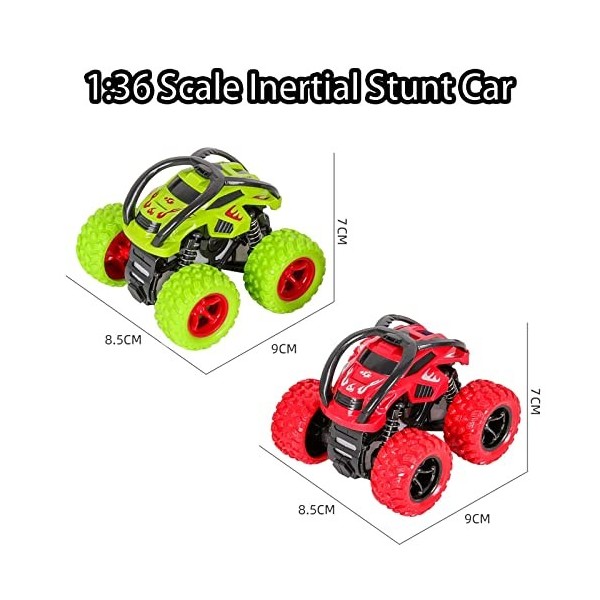 GUIGUZHJ Monstertruck Lot de 2 voitures jouets monstres à remonter pour enfants, jouets à friction, rotation à 360 °, inertie