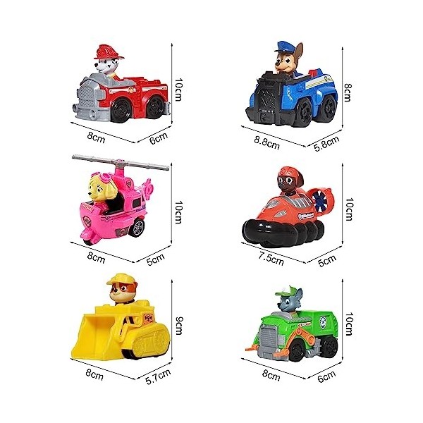 YeahBoom Lot de 6 figurines à remonter - Avec véhicule - Chase avec véhicule - Pour jouets pour enfants - Cadeau danniversai