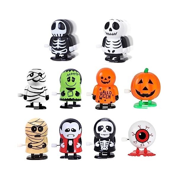 XineYuor 10PCS Halloween Jouets à Remonter Jouets Mécaniques Jouet Enfant pour Halloween Remplisseur de Sac de Goodies