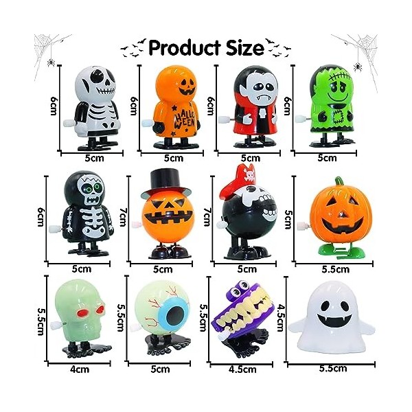 YISKY Halloween Wind Up Jouets, 12 Pièces Jouets à Remonter dhalloween, Halloween Clockwork Jouets, Jouets de Saut drôles po