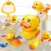 OR OR TU Jouet Bain Bébés 9 Pcs, Jouet de Bain pour Enfant 3 4 5 6 Ans，Canard en Caoutchouc à Remonter Jeux de Bain Jouets de