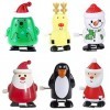 Lot de 6 jouets de Noël à remonter - Jouet à remonter - Pingouin - Renne - Arbre de Noël - Bonhomme de neige - Père Noël - Jo