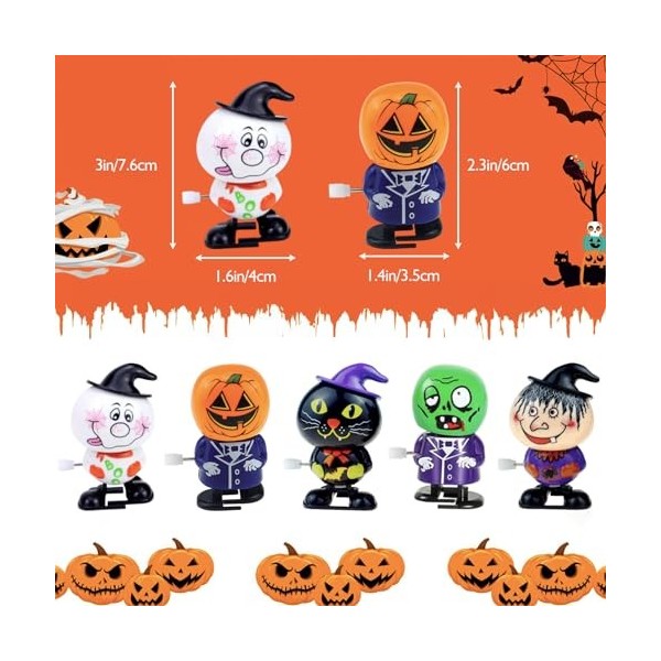 POPOYU Lot de 5 jouets à remonter pour enfants - Renne - Halloween - Bonhomme de neige - Père Noël - Figurine de mouvement - 