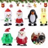 Booaee Lot de 6 jouets à remonter pour enfants - Jouet de Noël - Pingouin - Renne - Sapin de Noël - Bonhomme de neige - Père 