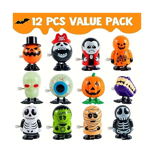 JOYIN Lot de 12 Jouets à Remonter pour Halloween Assortiments de Cadeau de Fête pour Halloween Remplisseur de Sac de Goodies 