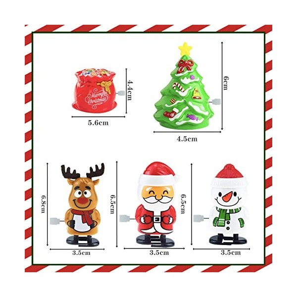 Lot de 5 crackers de Noël pour enfants, jouets de course à remonter, sac cadeau de Noël, petits jouets secouant la tête, méca