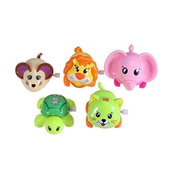 TOYANDONA Lot de 5 Jouets à Remonter en Forme D Animal de Dessin Animé- Jouet Amusant en Plastique pour Animaux Mécaniques- C