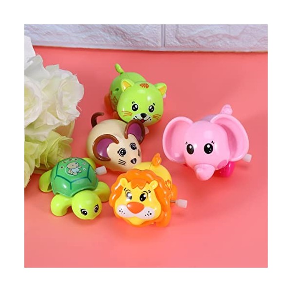 TOYANDONA Lot de 5 Jouets à Remonter en Forme D Animal de Dessin Animé- Jouet Amusant en Plastique pour Animaux Mécaniques- C