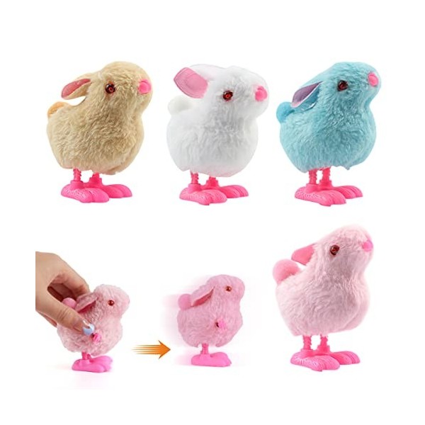 Taozoey Jouets de Pâques, Jouets à Remonter de Poussin Pâques, Remonter Paques Lapin en Peluche, Poussin Sauteur à Remonter J