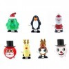 7 Pcs Noël Wind Up Jouets Ensemble Clockwork Renne Pingouin Secret Père Noël Décoration Poupée Statue Noël Cadeaux pour Enfan