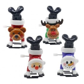 Counius 4 pièces Jouets mécaniques à remonter de Noël Jouets à Remonter en Forme de Père Noël Cerf Bonhomme de Neige Jouets S