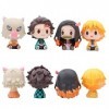 Earlyad Lot de 4 figurines de Demon Slayer en forme daction, Kimetsu No Yaiba Q Posket Petit, PVC Anime Character Model Coll