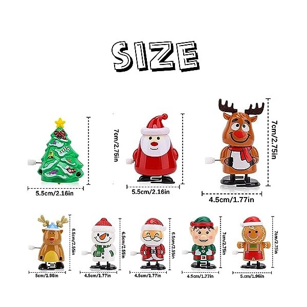 XineYuor 10PCS Jouet a Remonter de Noël Wind-Up Toys Set Bonhomme De Neige Renne Jouet pour Enfants Jouets Mécanique Noël Jou