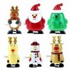 Toyvian Lot de 6 jouets à remonter en forme de renne, pingouin, bonhomme de neige, figurine de Noël à remonter, décoration de