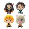 Earlyad Lot de 4 figurines de Demon Slayer en forme daction, Kimetsu No Yaiba Q Posket Petit, PVC Anime Character Model Coll