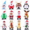 FEPITO 12 Pcs Noël Wind-Up Toys Set Bonhomme De Neige Renne Jouet pour Enfants Secret Santa Party Sac Cadeau pour Noël Annive