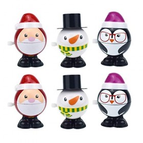 Supvox Lot de 6 jouets à remonter - Figurine de bonhomme de neige - Pingouins - Figurine de Père Noël - Mouvement - Pour fill
