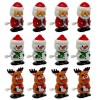 MIJOMA Lot de 12 figurines à remonter - Jouet de Noël - Mouvement - Jouet à remonter - Cadeau dinvité - Cadeau figurines qu