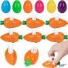 Luclay Lot de 12 + 12 lapins à remonter - Avec carottes - Décoration de Pâques - Cadeau de Pâques pour enfants - Voiture joue