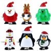 SUNSK Lot de 6 jouets à remonter pour enfants - Pingouin - Bonhomme de neige - Père Noël - Renne - Arbre de Noël - Jouet pour