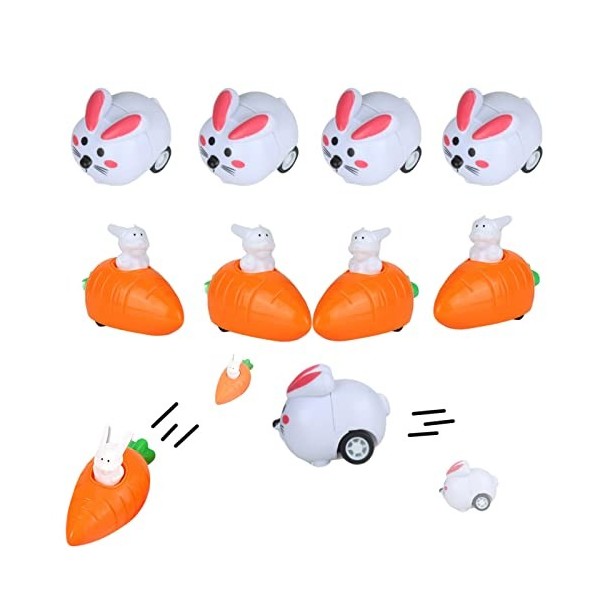 Lot de 8 lapins à remonter avec carotte, jouets de mouvement avec carottes, lapins de Pâques à remonter comme souvenir, cadea