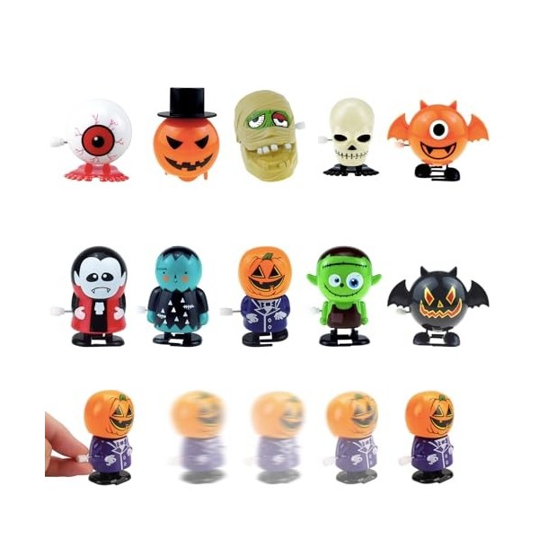 POPOYU Lot de 10 jouets à remonter pour enfants - Renne - Halloween - Bonhomme de neige - Père Noël - Figurine de mouvement -