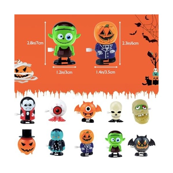 POPOYU Lot de 10 jouets à remonter pour enfants - Renne - Halloween - Bonhomme de neige - Père Noël - Figurine de mouvement -