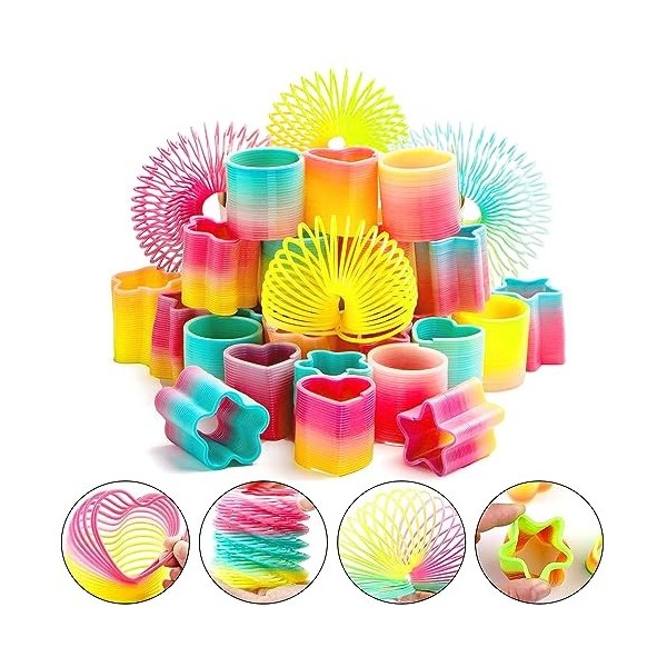 GAROMIA 48 pcs Ressorts en Spirale Rainbow Spiral Mini Ressort Bobine Jouet Enfant Mini Spirales Springs Jouet éducatif pour 