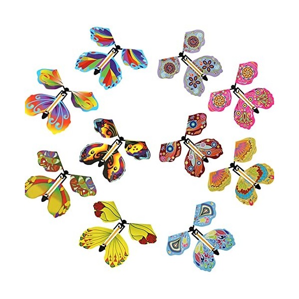 20 Pièces Papillon Volant, Papillon Magique, Papillon Magique Surprise, Jouet Papillon à Remonter, Flying Butterfly Toy, Coul
