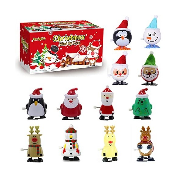 CJBIN Lot de 12 figurines de Noël à remonter - Décoration de Noël - Jouet mignon - Père Noël - Pour décorations de Noël, cade