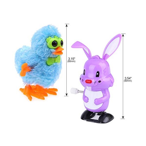 HOWAF Poulet à Remonter de Pâques Et Lapin Jouet Jouets Sauteurs Mécanique Remplisseuses de Panier de Pâques Enfants Fête Ann