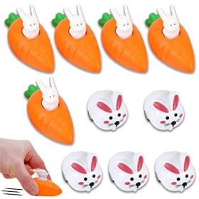 5 + 5 Pièces Lapin Pull Back Cars avec Carottes, Cadeau Paques Enfant, Voiture Jouet Paques, Petit Cadeau Paques, Jouet à Rem