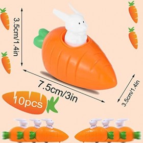 lankai 10 Pièces Cadeaux de Pâques Lapins à Remonter, Jouet de Voiture de Lapin de Carotte, Lapins à Remonter de Pâques, Conv