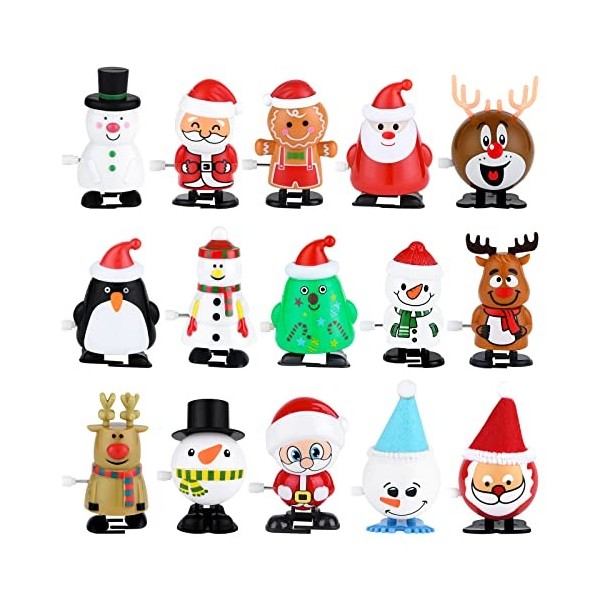 ELECLAND 15 Pcs Noël Wind Up Jouets Ensemble Renne Bonhomme De Neige Pingouin Secret Père Noël Cadeaux pour Noël Faveurs De N