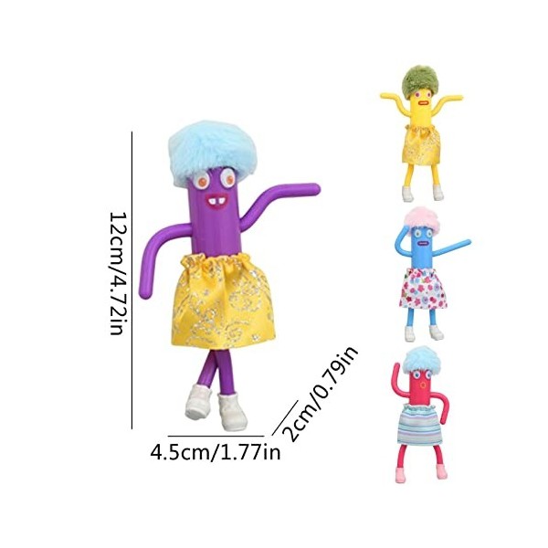 4pcs Figurines DDessin Animé, Poupées Dhomme Saucisse Avec Posture Danse, Ensemble Jeu Figurine Daction Pour Enfants, Poup