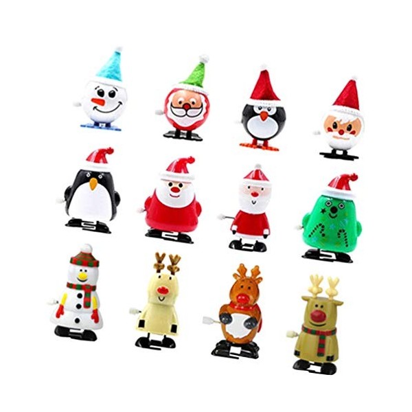 Tomaibaby Lot de 12 jouets de Noël à remonter assortis pour cadeaux de Noël