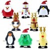 Toyvian Lot de 8 jouets à remonter, pingouin, Père Noël, bonhomme de neige, renne, élan, figurines ornements de Noël, cadeaux