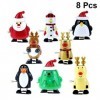 Toyvian Lot de 8 jouets à remonter, pingouin, Père Noël, bonhomme de neige, renne, élan, figurines ornements de Noël, cadeaux