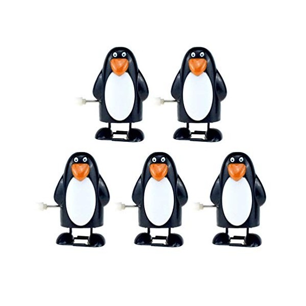 Toyvian Lot de 5 jouets de Noël à remonter, pingouin, jouet de marche, cadeau de Noël pour enfants