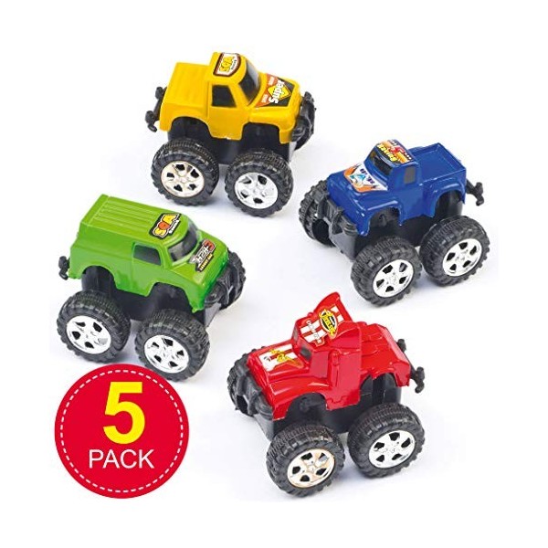 Baker Ross Mini-chariots à remonter "Monster-Trucks" 5 pièces - Assorties 