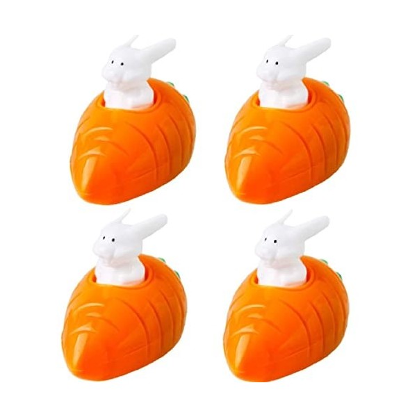 KARLOR Lot de 4 voitures de lapin à remonter avec carottes - Décoration de Pâques pour enfants et filles à partir de 2 ans